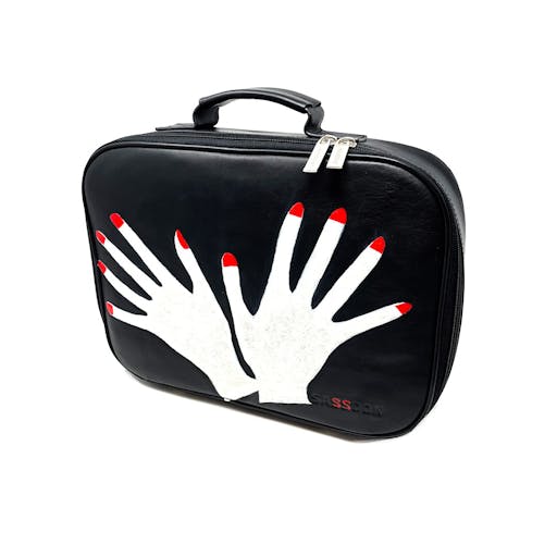 Leather Equipment Case, hand painted by Silvia Salerno — OUT OF STOCK